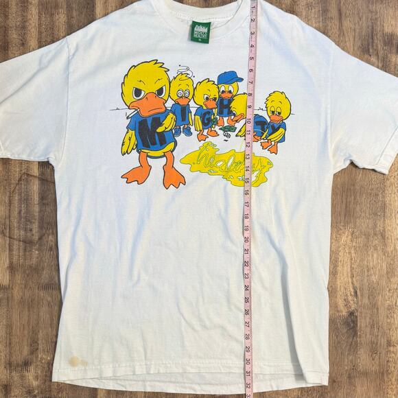 VTG Mighty Healthy Tee Shirt Ducks Gambling Smoking White Made In USA Unisex XL - Picture 9 of 9